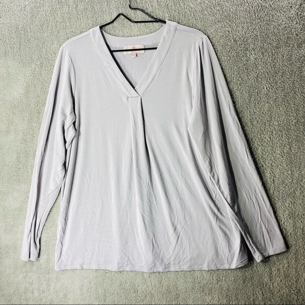 LAURIE FELT Blouse Women Knit Long Sleeve Flowy Front Panel Detailing A301680